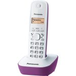 Panasonic KX-TG1611 bezdrôtový telefón DECT (ľahko použiteľný, telefónny zoznam 50 vstupov, podsvietený LCD displej, hodiny, budík), bielo-fialová