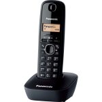 Panasonic KX-TG1611 bezdrôtový telefón DECT (ľahko použiteľný, telefón s 50 vstupmi, podsvietený LCD displej, hodiny, budík), čierny