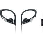 Panasonic RP-HS35 pripínacie športové slúchadlá (káblové, 14,3 mm meniče, 10 Hz-25 kHz, vodotesný IPX2, nastaviteľný pánt), čierne