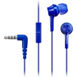 Panasonic RP-TCM115 ergonomické slúchadlá do uší (9 mm meniče, výkonné basy, mikrofón a diaľkové ovládanie v kábli, pohodlné nosenie), modrá