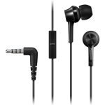 Panasonic RP-TCM115 ergonomické slúchadlá do uší (9 mm meniče, výkonné basy, mikrofón a diaľkové ovládanie v kábli, pohodlné prenášanie), čierne