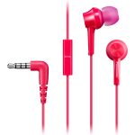 Panasonic RP-TCM115 ergonomické slúchadlá do uší (9 mm meniče, výkonné basy, mikrofón a diaľkové ovládanie v kábli, pohodlné nosenie), ružová