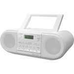 Panasonic RX-D550 20W prenosný výkonný rádiový prijímač (CD, Bluetooth, USB, plné 8 cm reproduktory, zosilňovač zvuku, batéria), biely