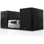 Panasonic SC-PMX92 systém stereofónnych CD diskov (120W, DAB+, 3-cestný systém reproduktorov, široká kompatibilita, automatické prehrávanie AUX-IN, remastering Bluetooth), čierna a strieborná